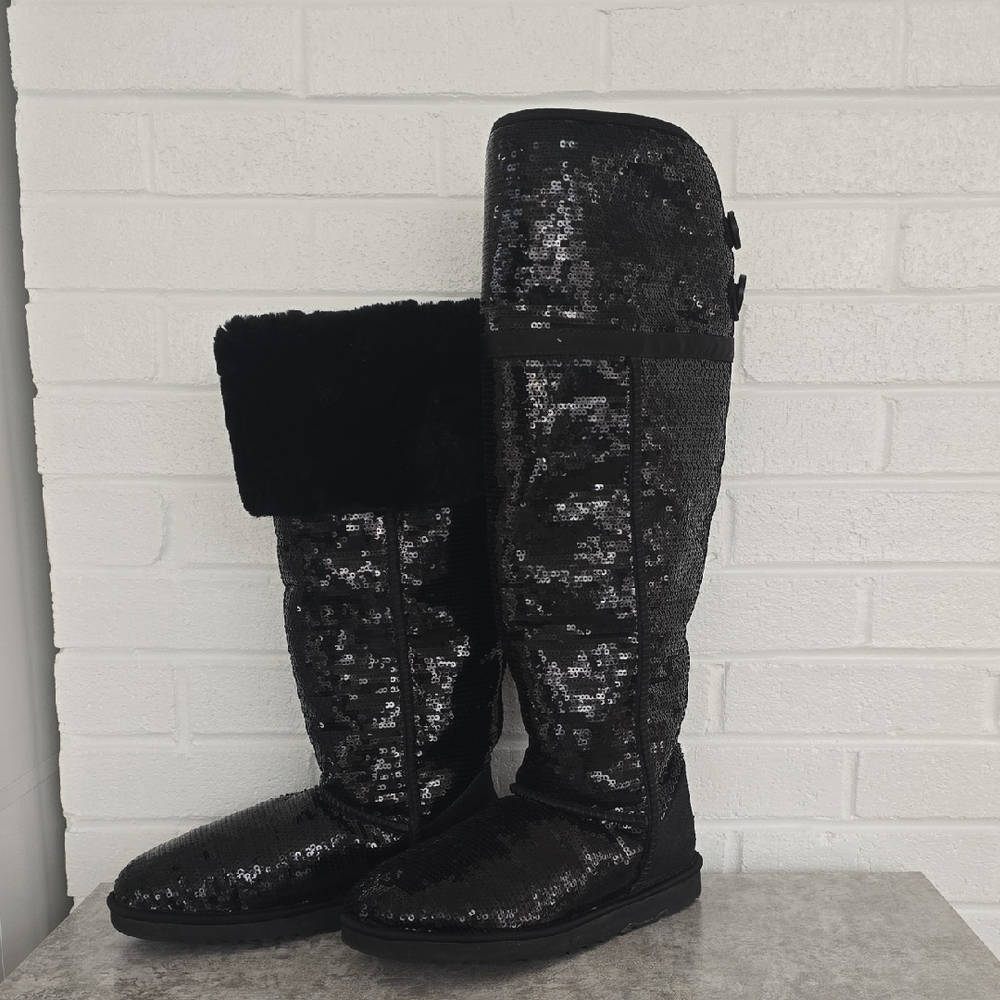 UGG Black Sequin Over the Knee Boots